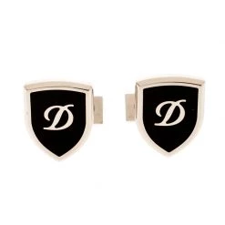 S.T. Dupont Blazon Black Lacquer Silver Tone Cufflinks For Men