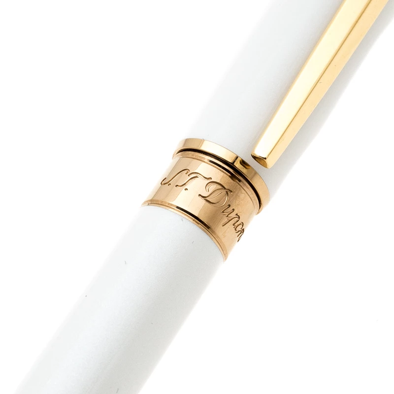 S.T. Dupont Line D Pearly White Lacquer Gold Plated Ballpoint Pen For Men - Image 4