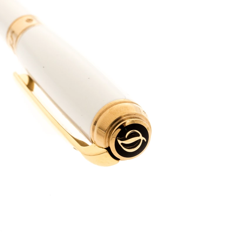 S.T. Dupont Line D Pearly White Lacquer Gold Plated Ballpoint Pen For Men - Image 3