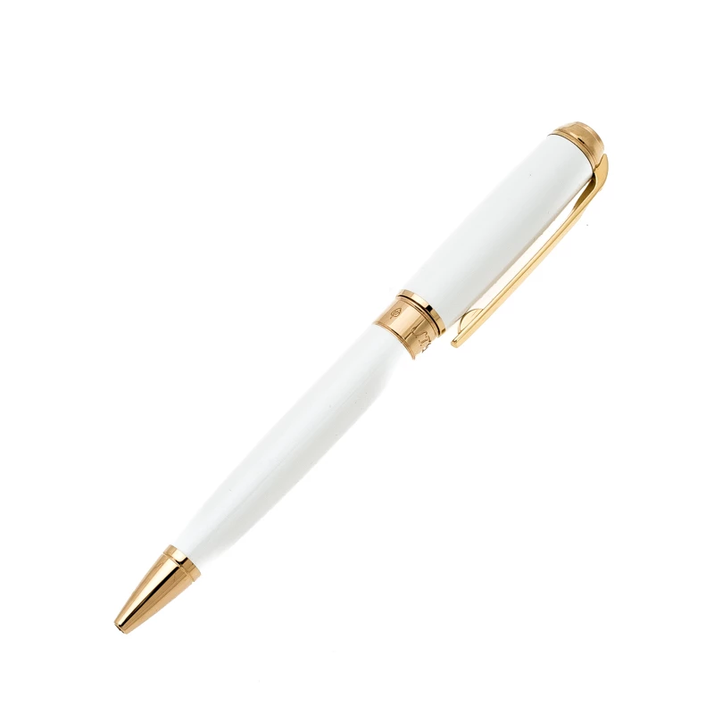 S.T. Dupont Line D Pearly White Lacquer Gold Plated Ballpoint Pen For Men