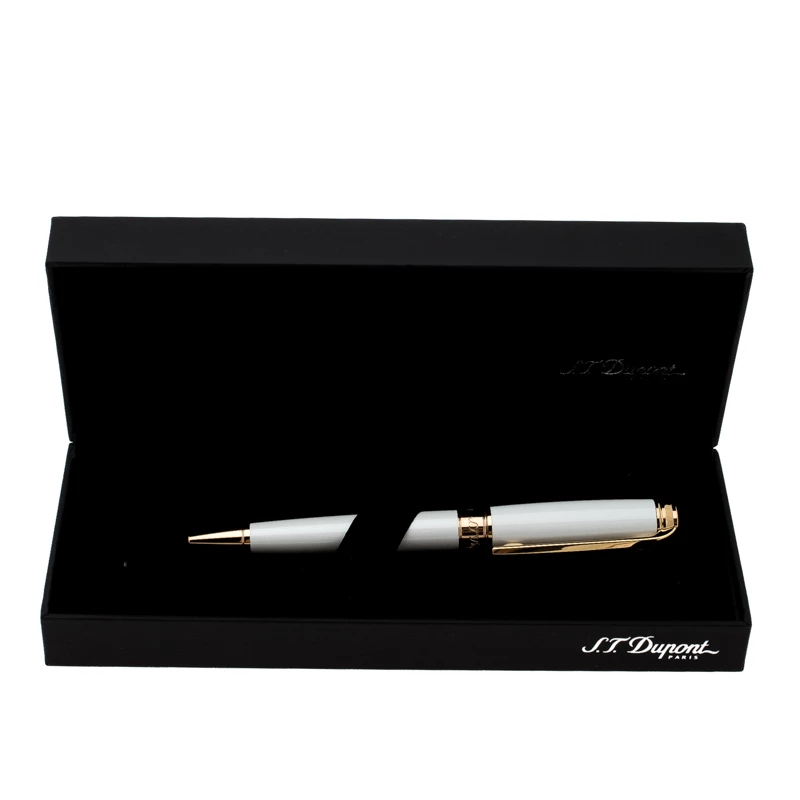 S.T. Dupont Line D Pearly White Lacquer Gold Plated Ballpoint Pen For Men - Image 5