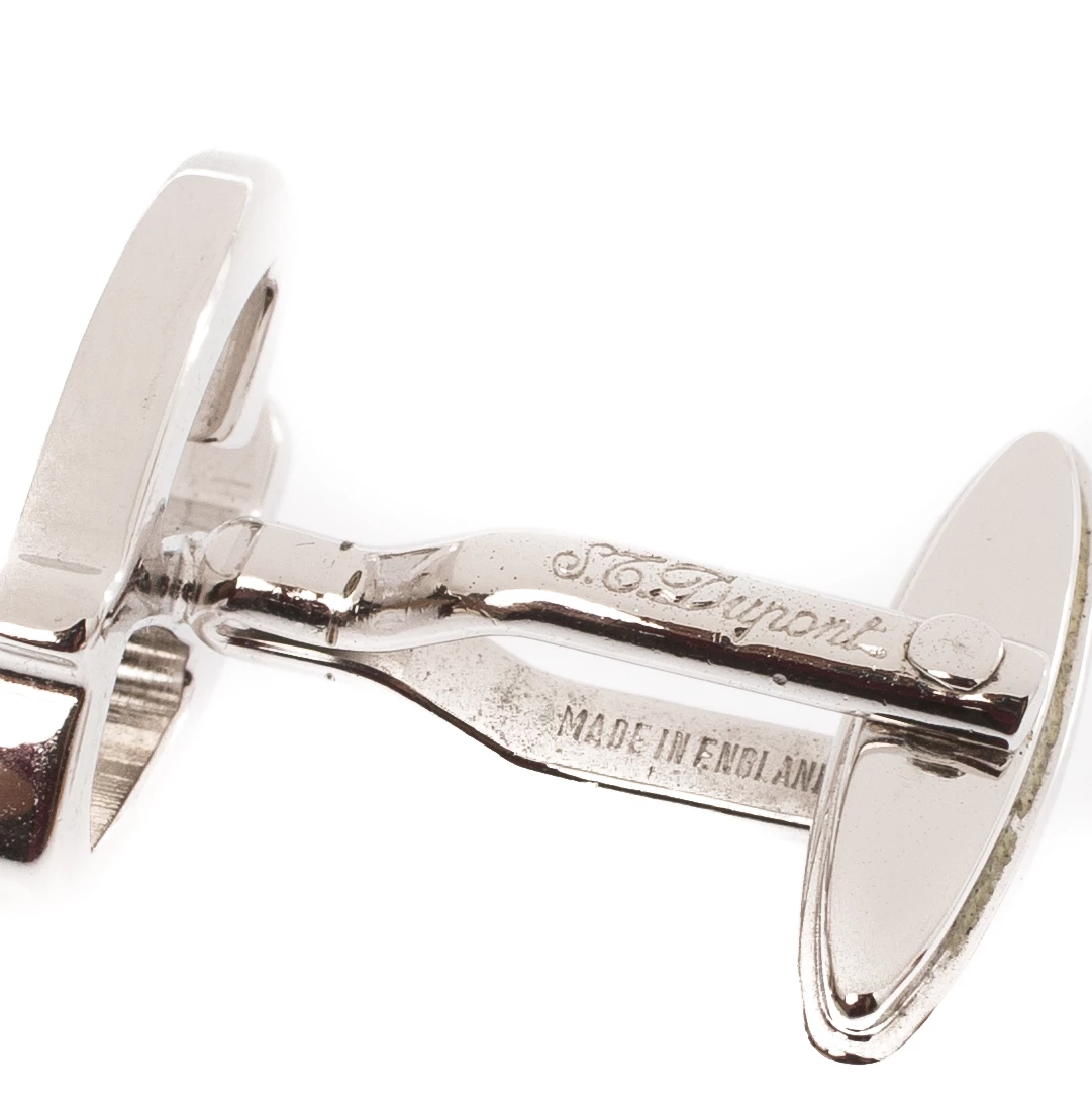 S.T. Dupont D Logo Silver Tone Classic Cufflinks For Men - Image 5
