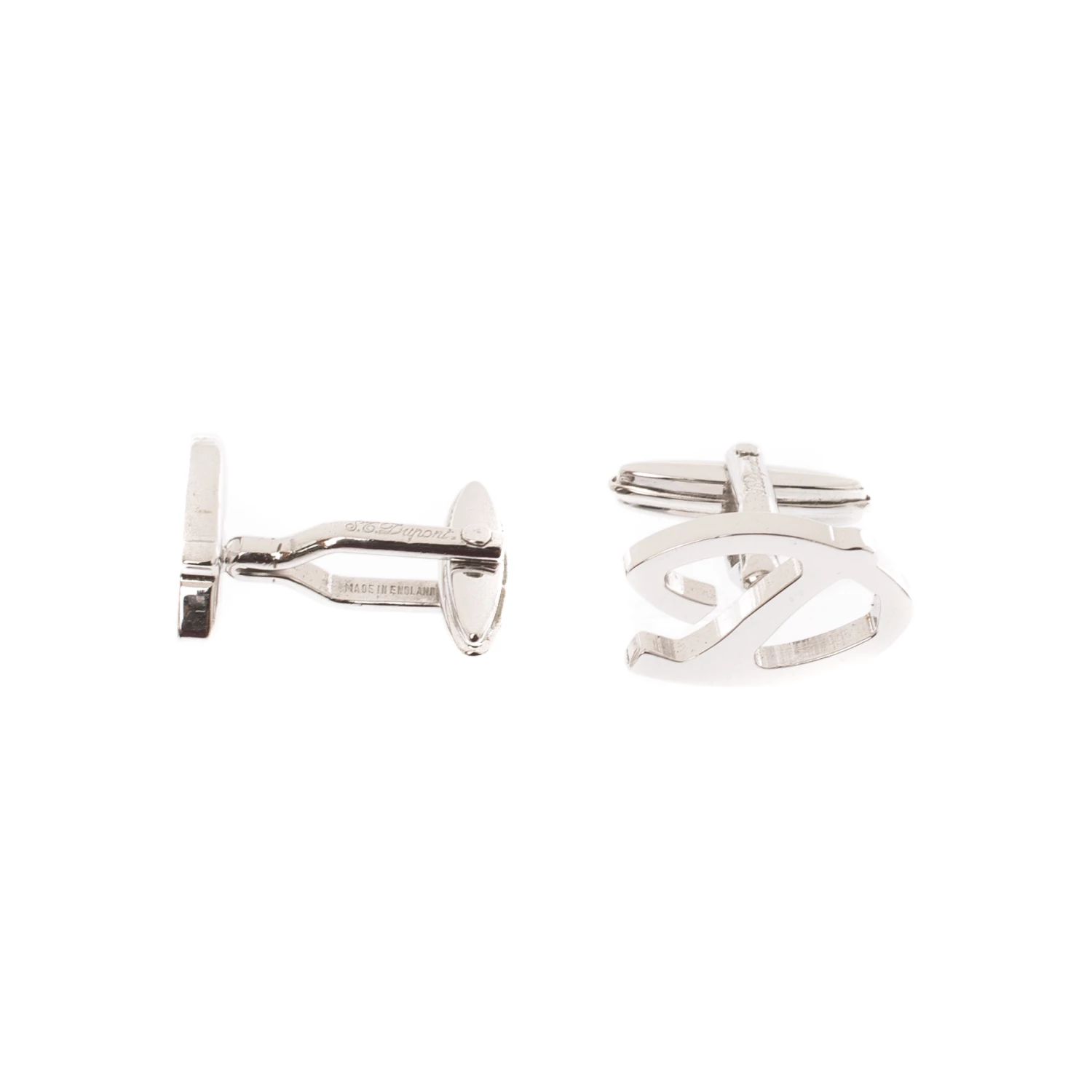 S.T. Dupont D Logo Silver Tone Classic Cufflinks For Men - Image 2