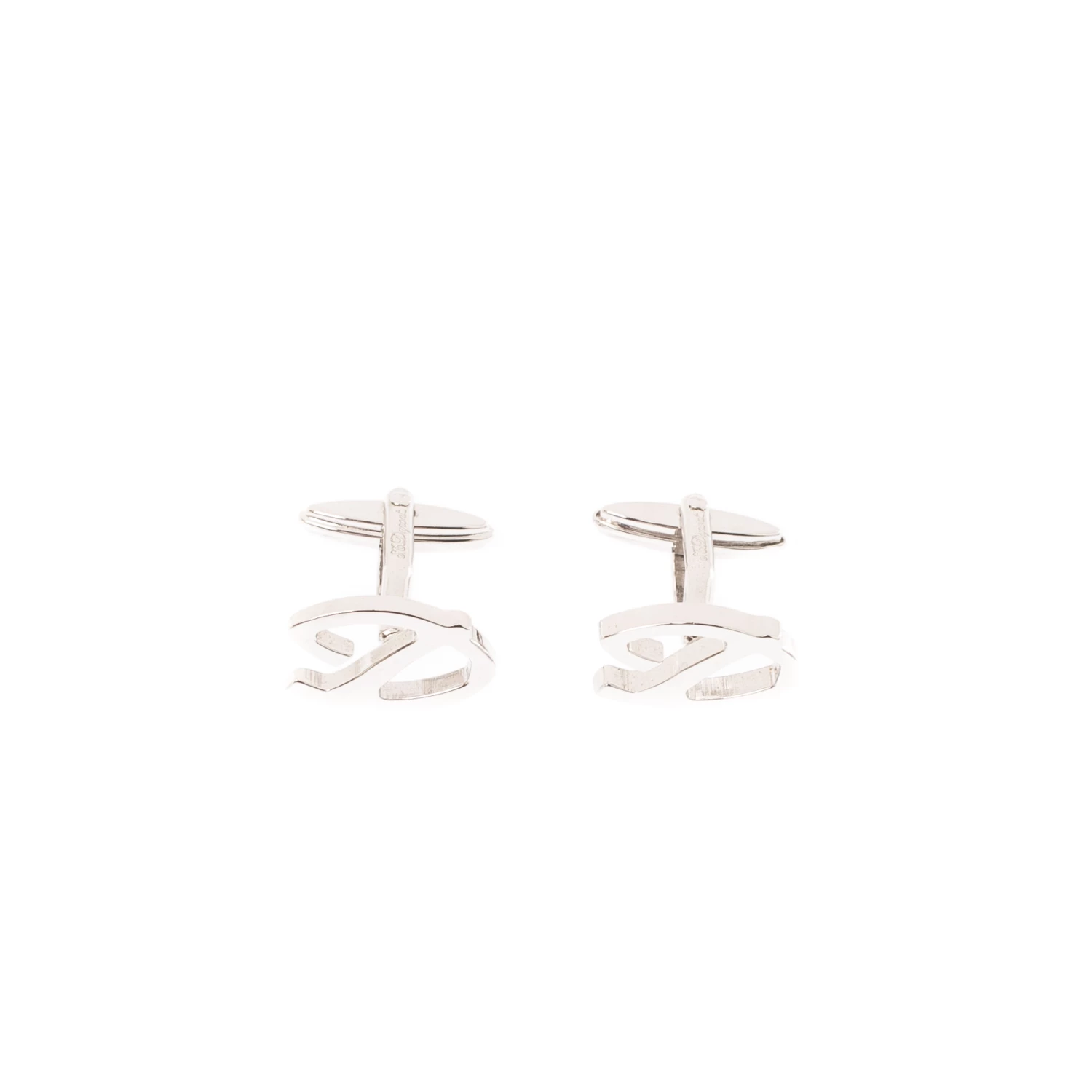 S.T. Dupont D Logo Silver Tone Classic Cufflinks For Men - Image 3