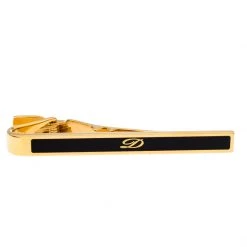 S.T. Dupont Black Enamel Gold Plated Tie Bar For Men