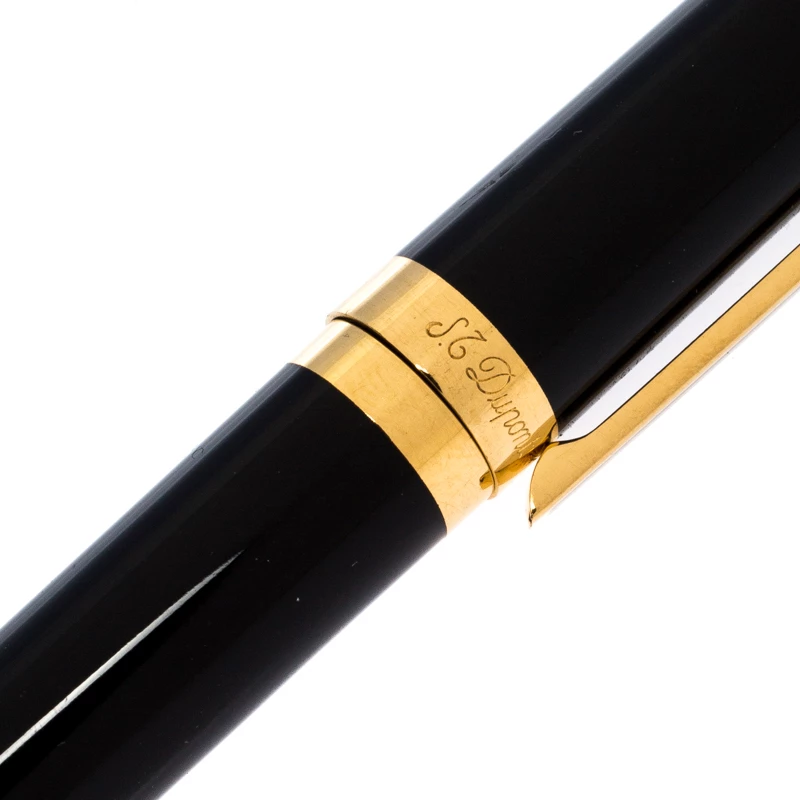 S.T. Dupont Black Lacquer Gold Plated Rollerball Pen For Men - Image 5