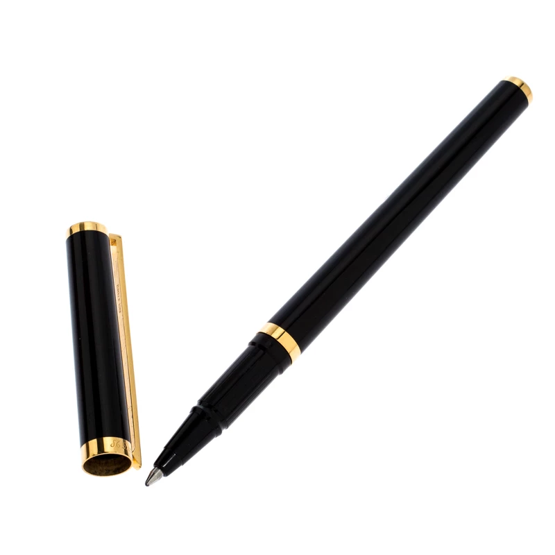 S.T. Dupont Black Lacquer Gold Plated Rollerball Pen For Men