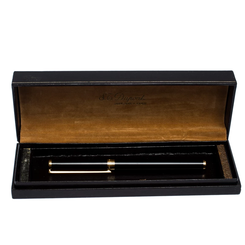 S.T. Dupont Black Lacquer Gold Plated Rollerball Pen For Men - Image 6