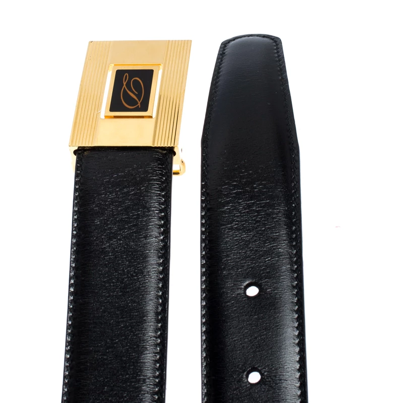 S.T. Dupont Black Leather Belt Size 95CM For Men - Image 4