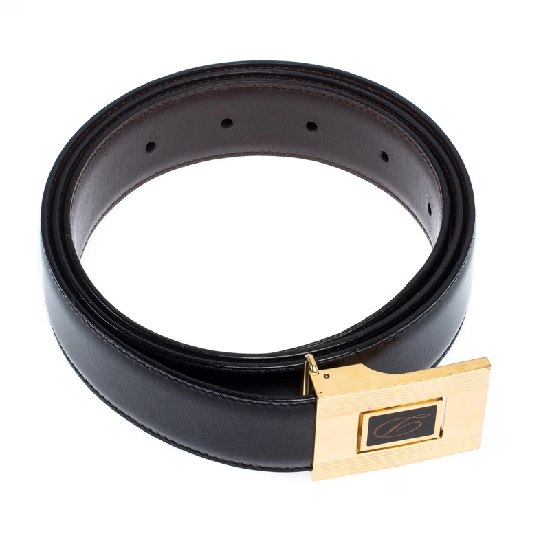 S.T. Dupont Black Leather Belt Size 95CM For Men - Image 3