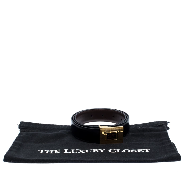 S.T. Dupont Black Leather Belt Size 95CM For Men - Image 6