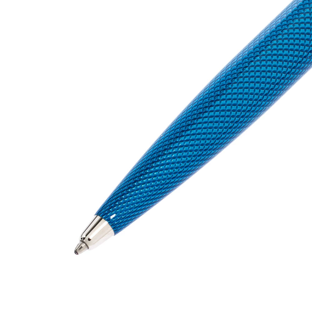 S.T. Dupont Fidelio Blue Textured Guilloche Palladium Finish Ballpoint Pen For Men - Image 2