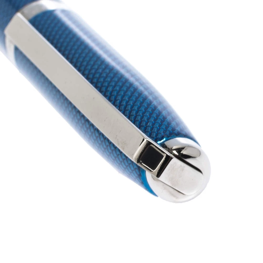 S.T. Dupont Fidelio Blue Textured Guilloche Palladium Finish Ballpoint Pen For Men - Image 4