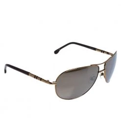 S.T. Dupont S.T Dupont Gold Tone/ Brown DP 7002 Polarized Aviator Sunglasses For Men