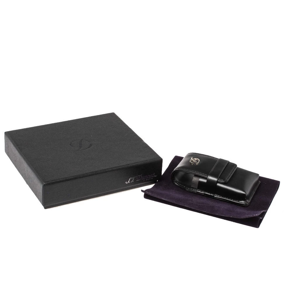 S.T. Dupont Black Leather Line D Lighter Case For Men - Image 4