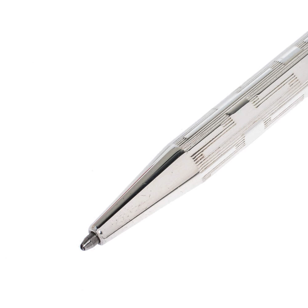 S.T. Dupont Vintage Textured Silver Tone Ballpoint & Fountain Pen Set For Men - Image 4