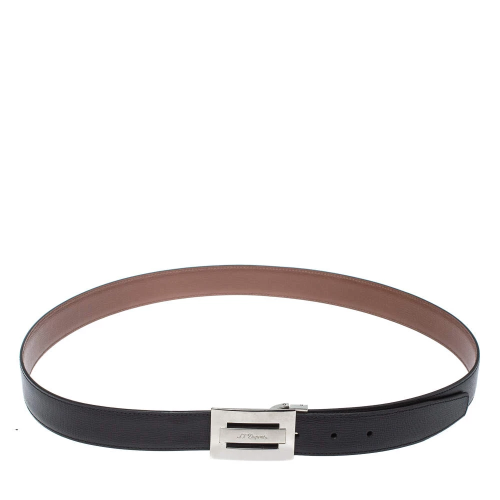 S.T. Dupont Black/Brown Leather Reversible Belt 105CM For Men