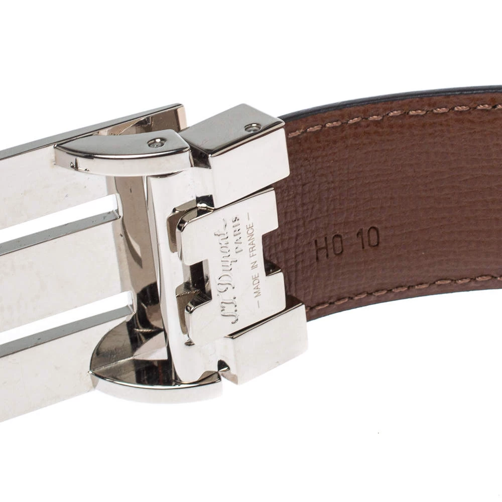 S.T. Dupont Black/Brown Leather Reversible Belt 105CM For Men - Image 5