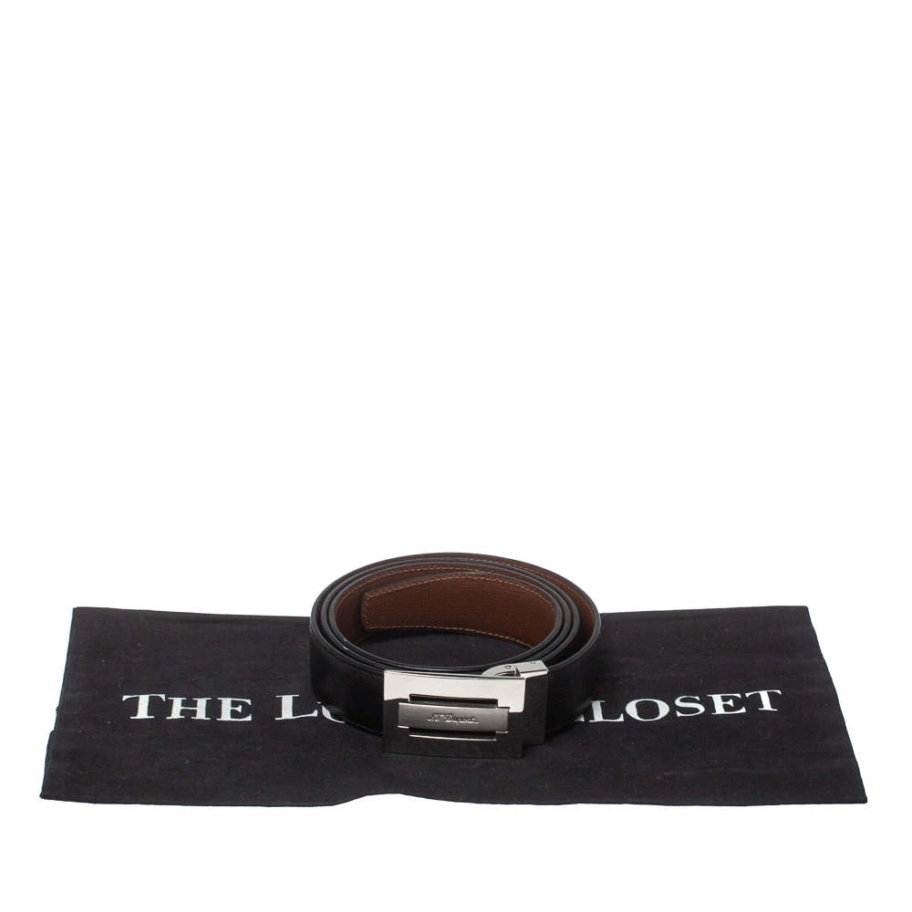 S.T. Dupont Black/Brown Leather Reversible Belt 105CM For Men - Image 6