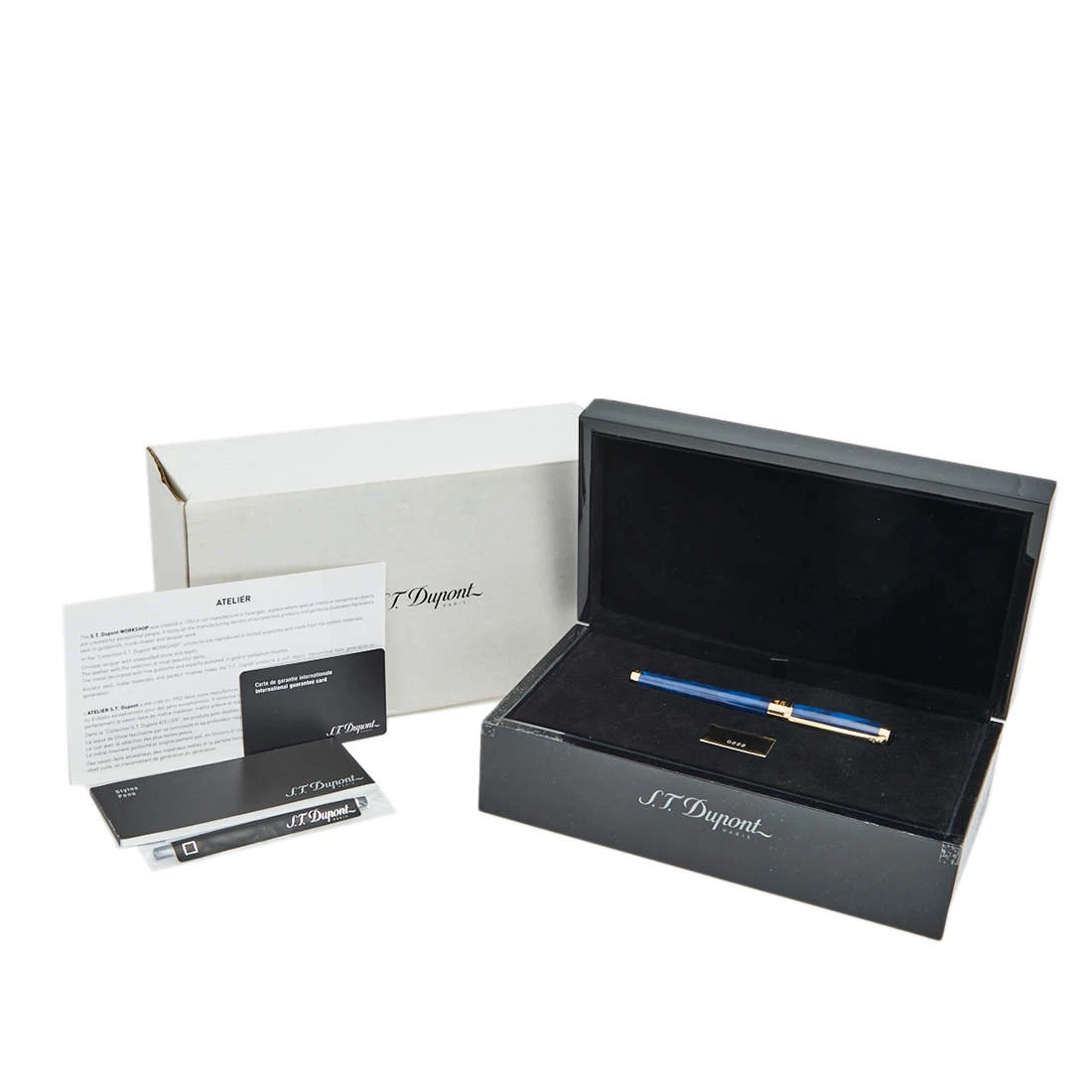 S.T. Dupont Line D Blue Natural Lacquer Gold Finish Rollerball Pen For Men - Image 5