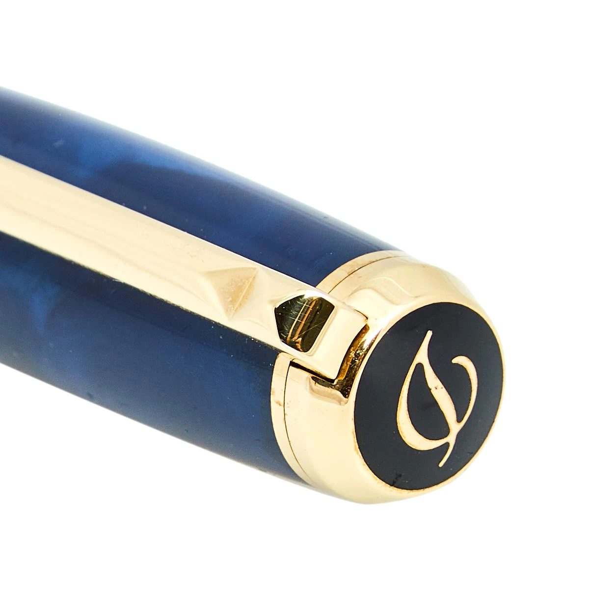 S.T. Dupont Line D Blue Natural Lacquer Gold Finish Rollerball Pen For Men - Image 4