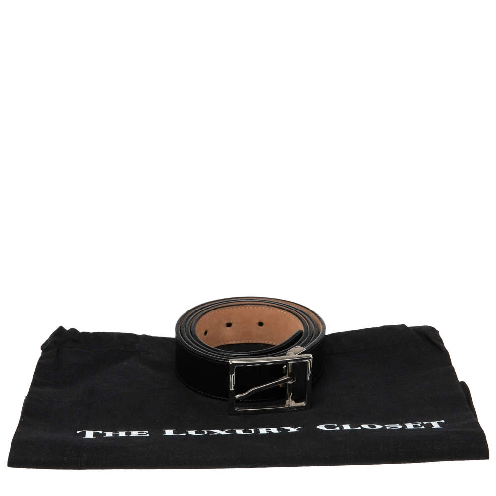 S.T. Dupont Black Textured Leather Buckle Belt 110CM For Men - Image 7