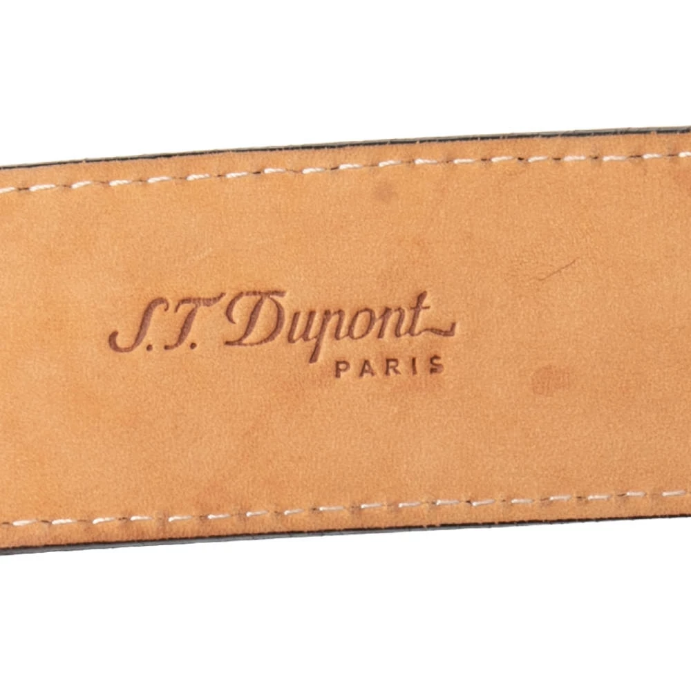 S.T. Dupont Black Textured Leather Buckle Belt 110CM For Men - Image 5