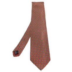 S.T. Dupont Red Printed Silk Tie For Men