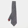 S.T. Dupont Charcoal Grey Jacquard Silk Tie For Men