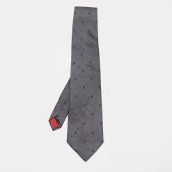 S.T. Dupont Charcoal Grey Jacquard Silk Tie For Men