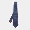 S.T. Dupont Vintage Blue Printed Silk Jacquard Tie For Men