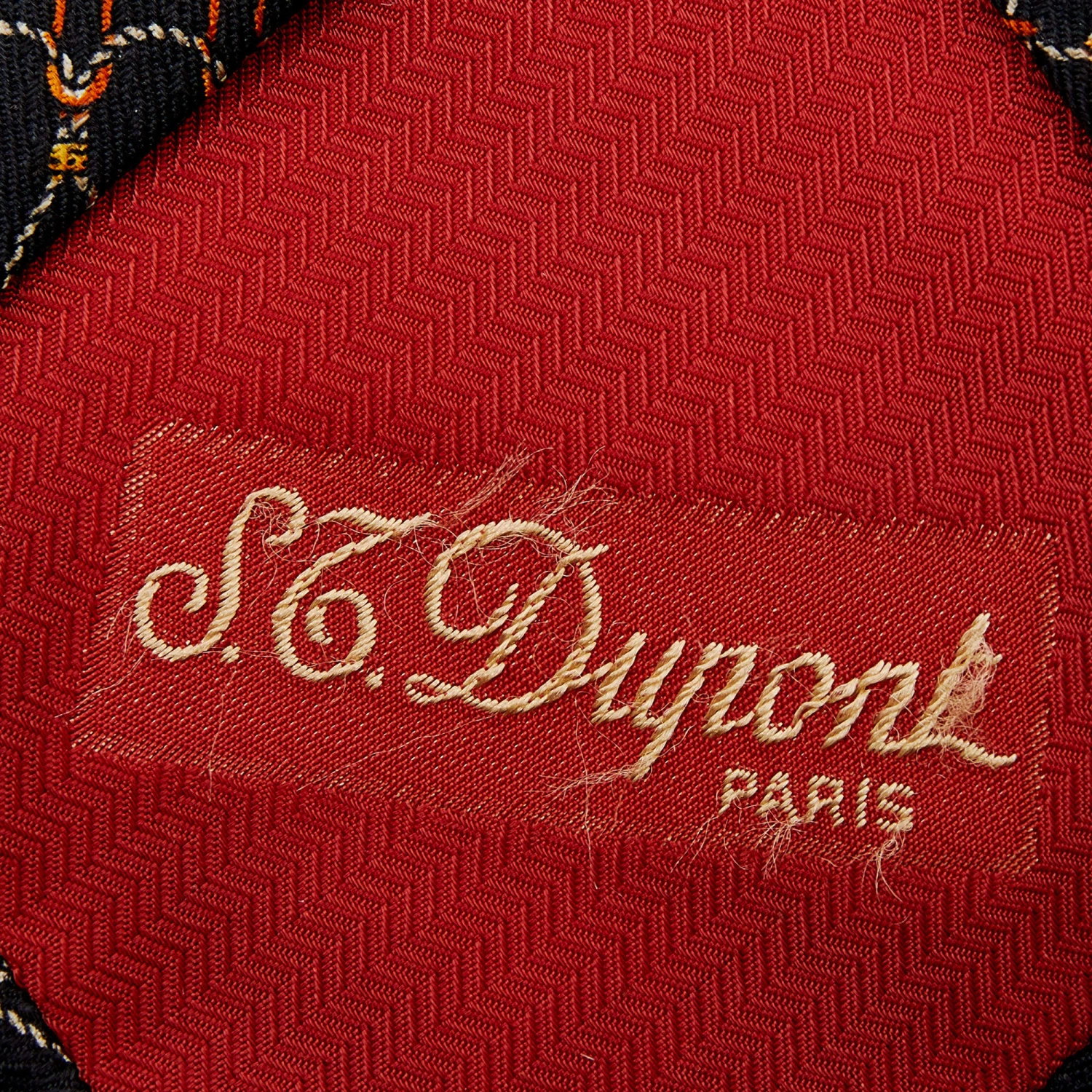 S.T. Dupont Vintage Black Printed Silk Jacquard Tie For Men - Image 3