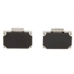 S.T. Dupont Black Mallette Silver Tone Classic Men's Cufflinks For Men