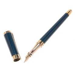 S.T. Dupont Liberte Pearly Blue Lacquer Rose Gold Finish Fountain Pen With 14k Solid Gold Medium Nib For Men