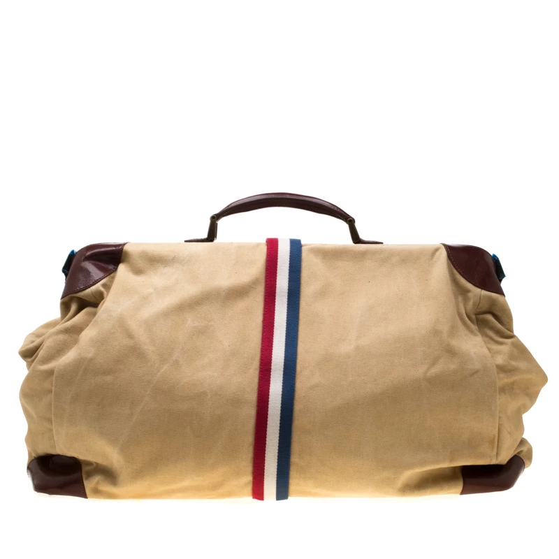 S.T. Dupont Beige/Brown Canvas And Leather Bogie Duffle Bag For Men - Image 4