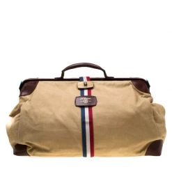 S.T. Dupont Beige/Brown Canvas And Leather Bogie Duffle Bag For Men