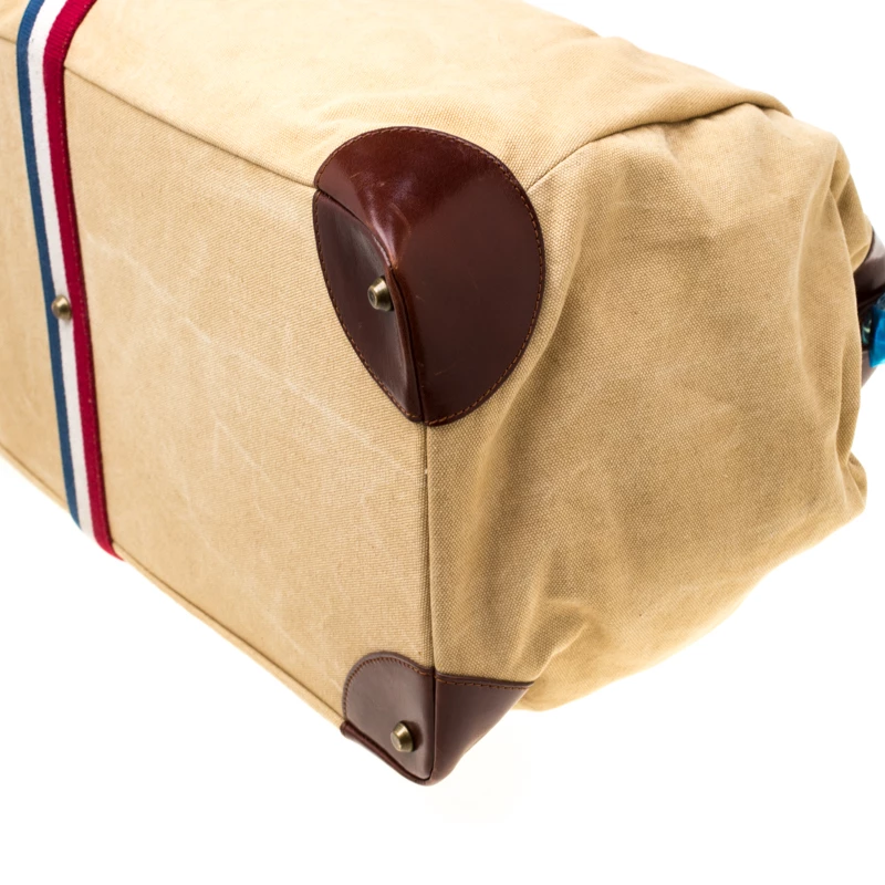 S.T. Dupont Beige/Brown Canvas And Leather Bogie Duffle Bag For Men - Image 11