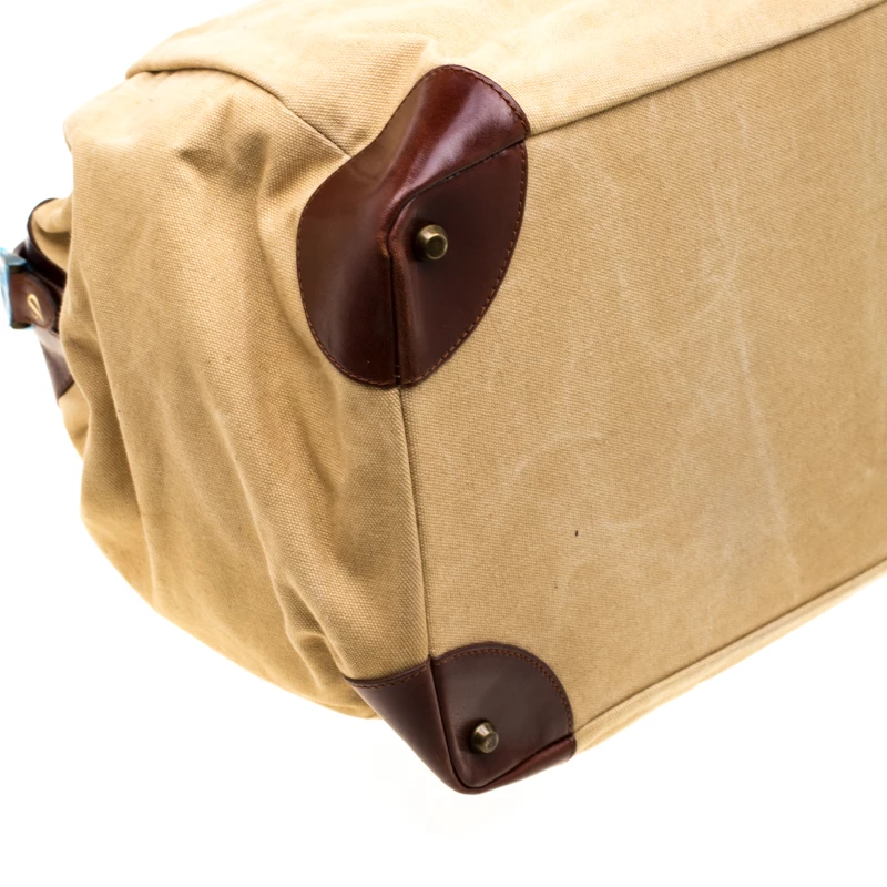S.T. Dupont Beige/Brown Canvas And Leather Bogie Duffle Bag For Men - Image 10