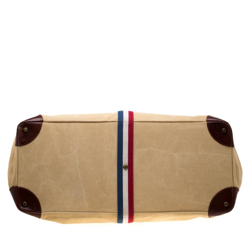 S.T. Dupont Beige/Brown Canvas And Leather Bogie Duffle Bag For Men - Image 6