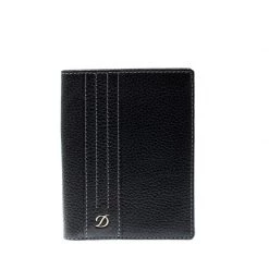 S.T. Dupont Black Leather Line D Passport Holder For Men