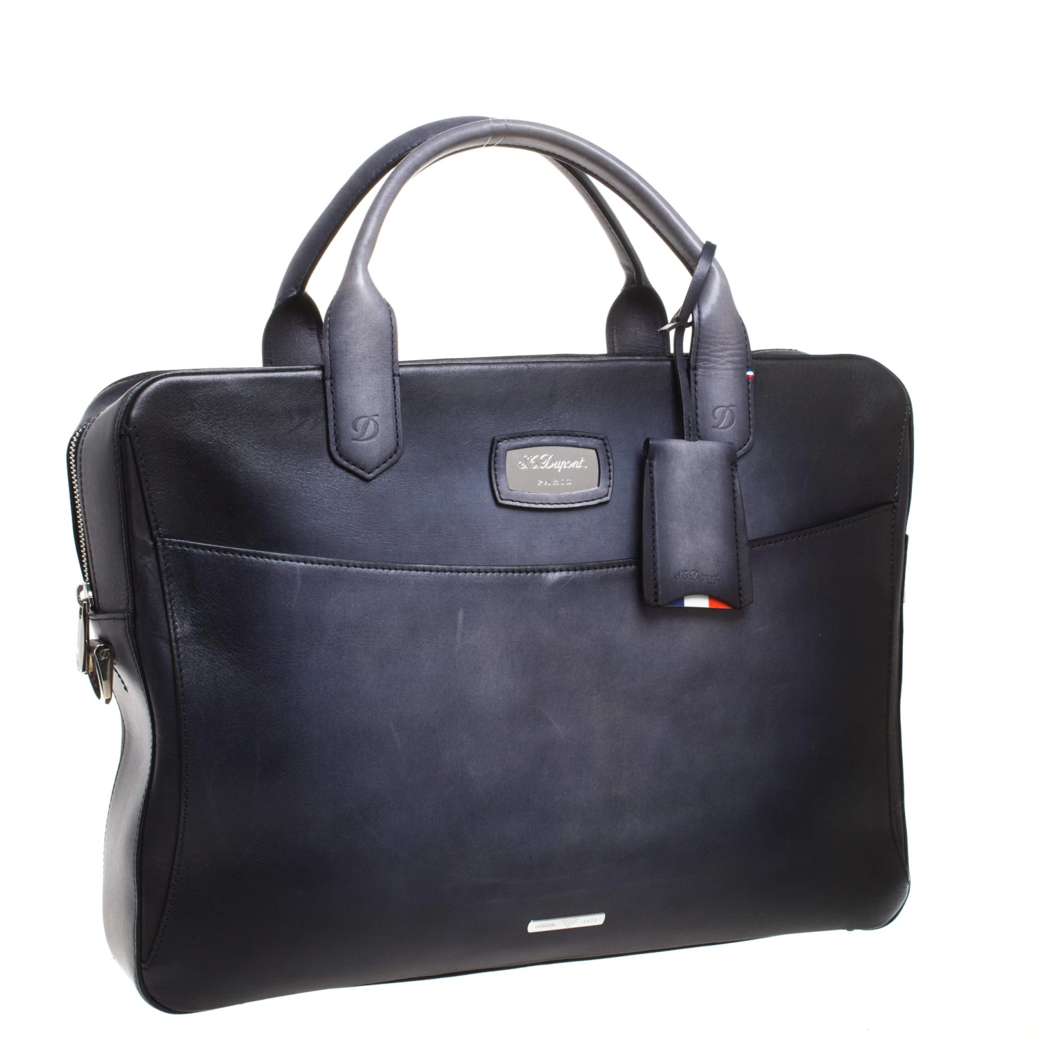 S.T. Dupont Dark Blue Ombre Leather Atelier Document Briefcase For Men - Image 3