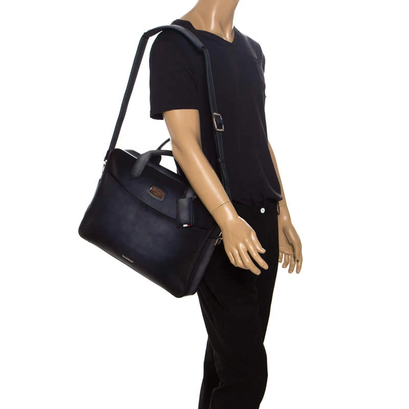 S.T. Dupont Dark Blue Ombre Leather Atelier Document Briefcase For Men - Image 2