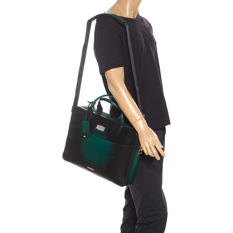 S.T. Dupont Green Ombre Leather Atelier Document Briefcase For Men - Image 2