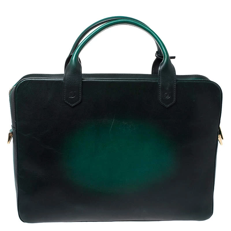 S.T. Dupont Green Ombre Leather Atelier Document Briefcase For Men - Image 4