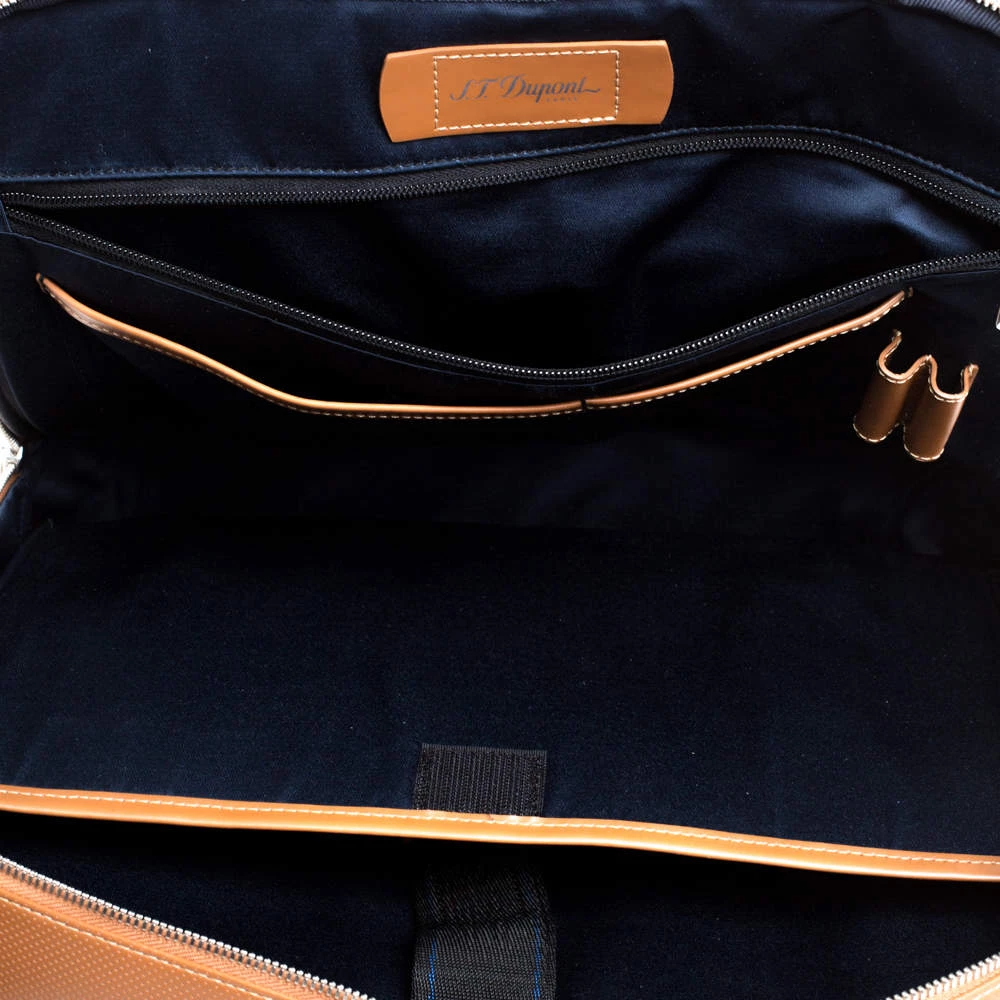 S.T. Dupont Tan Brown Perforated Leather Small Laptop And Document Holder Bag For Men - Image 7