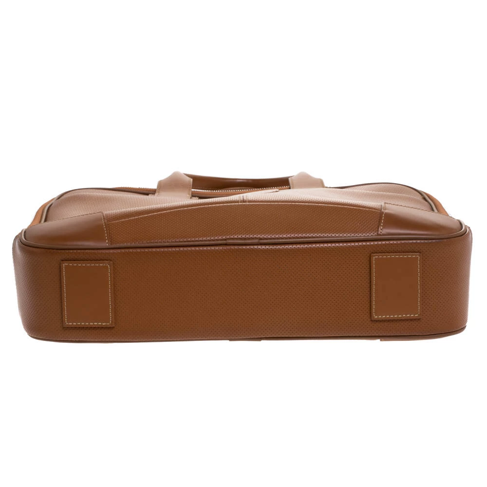 S.T. Dupont Tan Brown Perforated Leather Small Laptop And Document Holder Bag For Men - Image 6