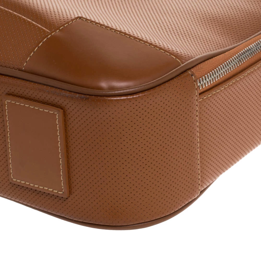 S.T. Dupont Tan Brown Perforated Leather Small Laptop And Document Holder Bag For Men - Image 11