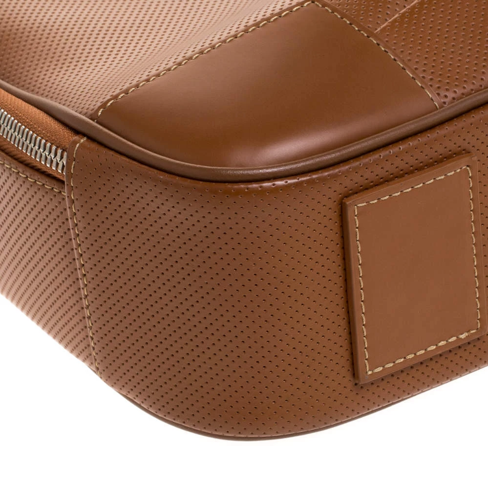 S.T. Dupont Tan Brown Perforated Leather Small Laptop And Document Holder Bag For Men - Image 10