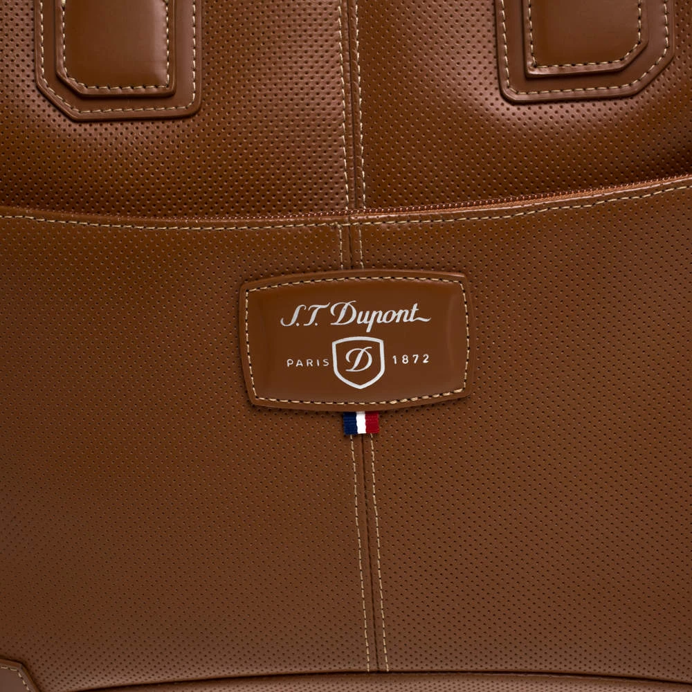 S.T. Dupont Tan Brown Perforated Leather Small Laptop And Document Holder Bag For Men - Image 5