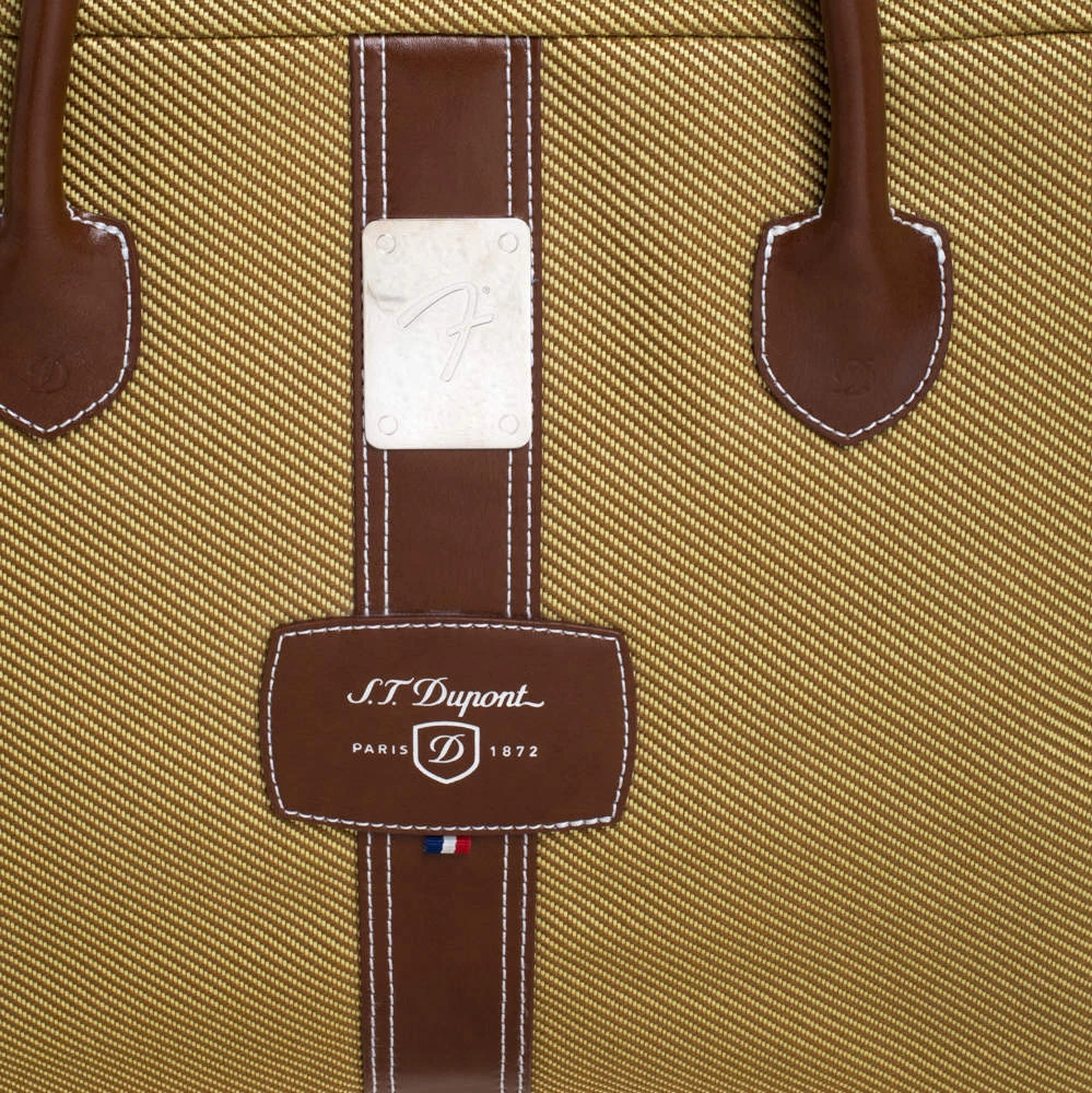S.T. Dupont Brown/Yellow Canvas And Leather Document Holder Bag For Men - Image 5